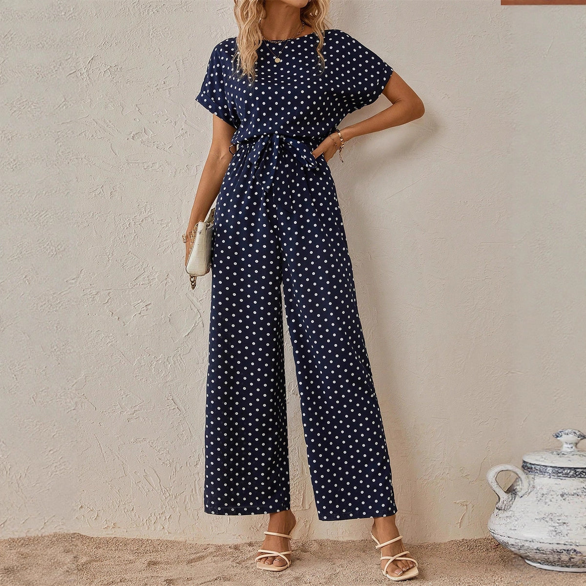Fashionable Polka-Dot Printed Jumpsuit For Women