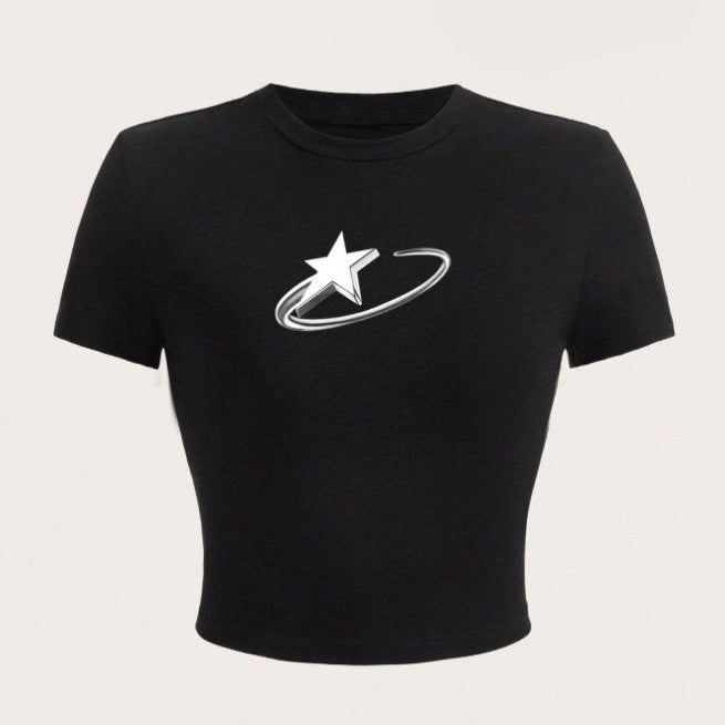 Chic Letter Print Short-Sleeve Women's T-Shirt