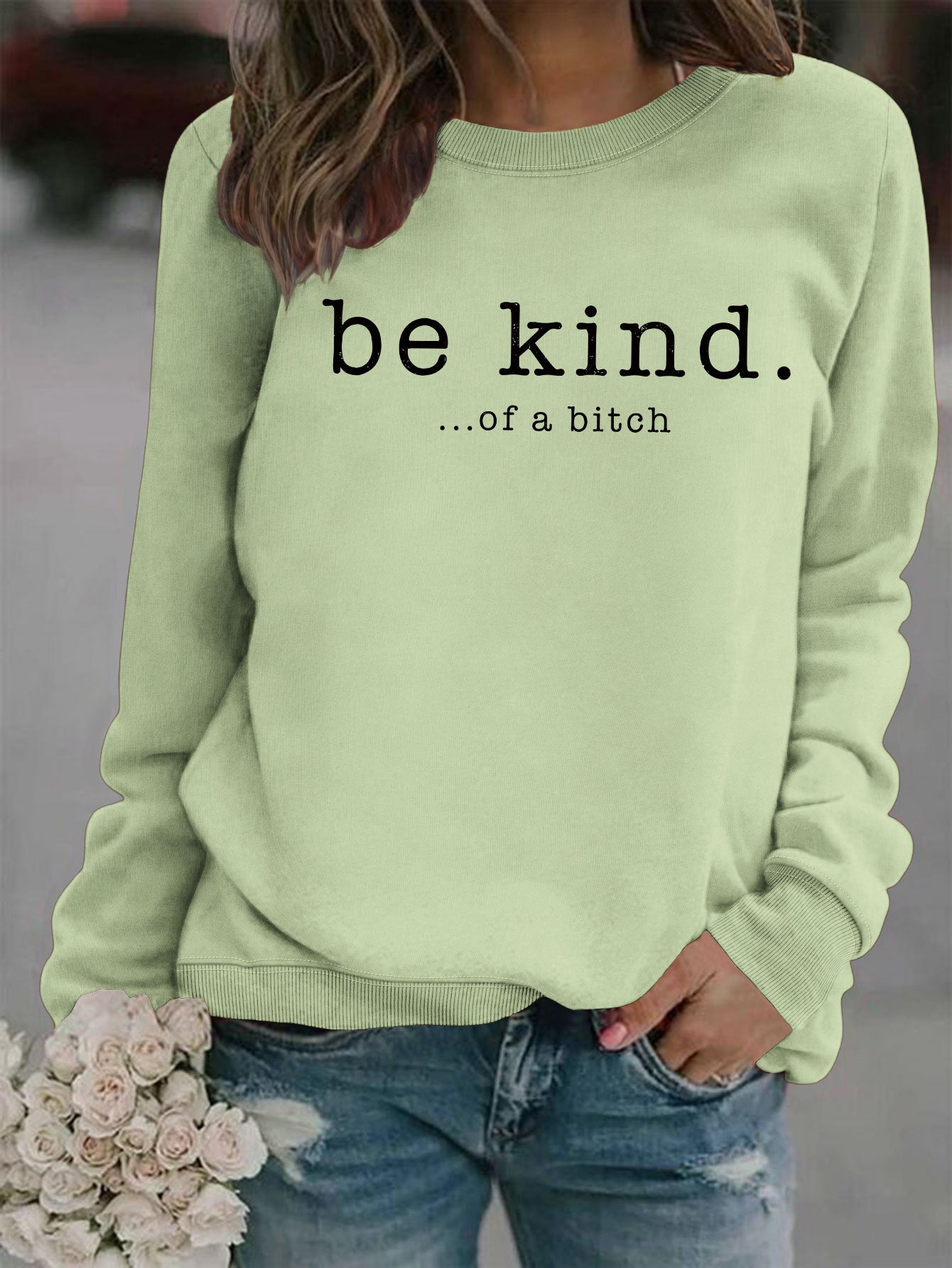 Women's Casual Printed Round Neck Pullover Hoodie