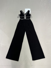 Rhinestone Edge-covered Sexy Low-cut Suit Jumpsuit