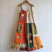 Womens Sleeveless Crew-neck Printed Dress