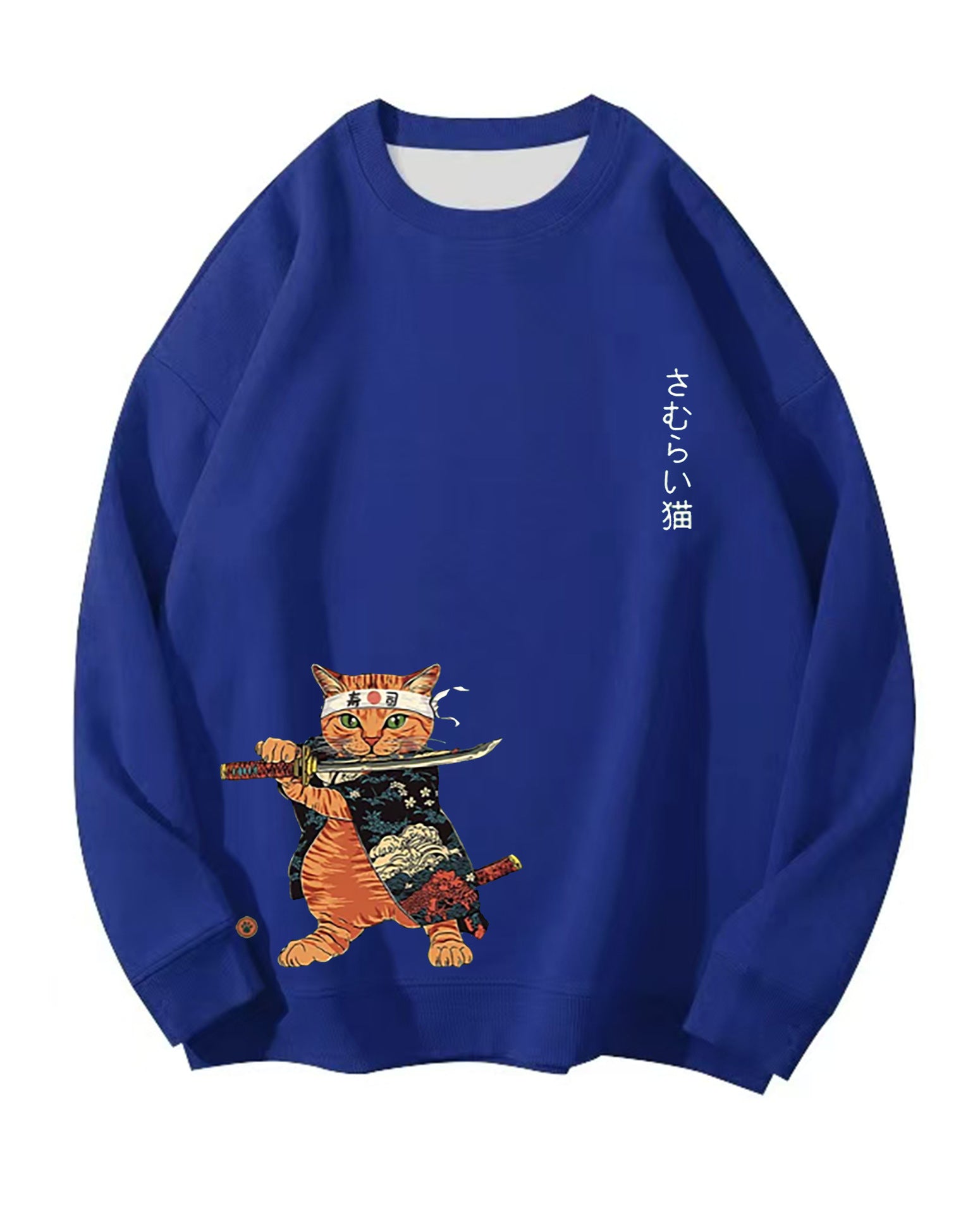 Japanese Anime Cat Print Oversized Cotton Hoodie