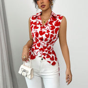 European And American Sleeveless Shirt Women's Fake Lapel