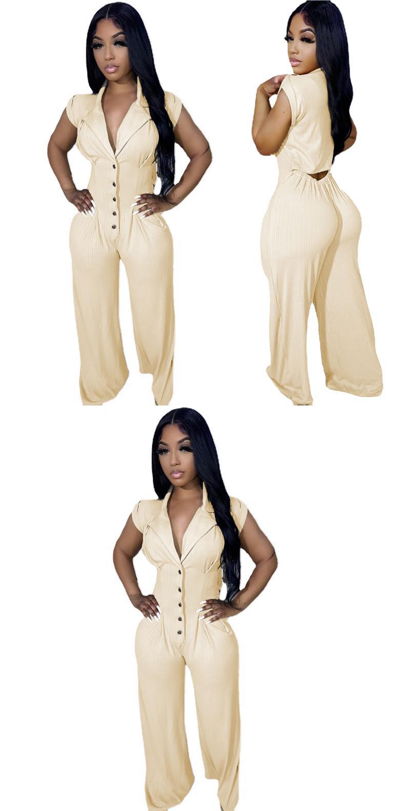 Chic Short Sleeve Stand Collar Wide Leg Jumpsuit