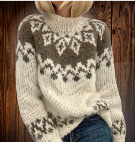 Round-neck Chunky-knit Cotton Fabric Top