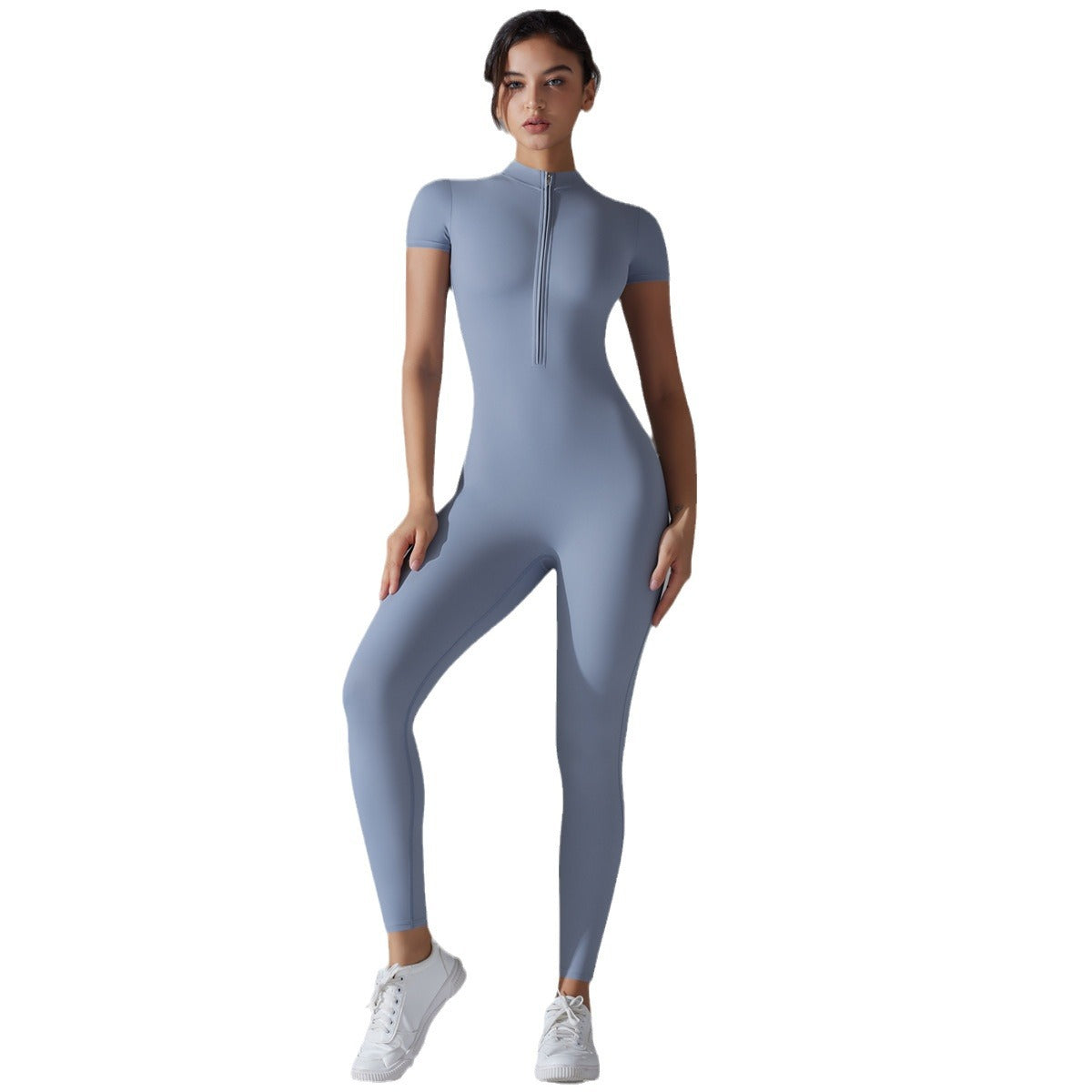 Women's Short Sleeve Zipper Yoga Bodysuit