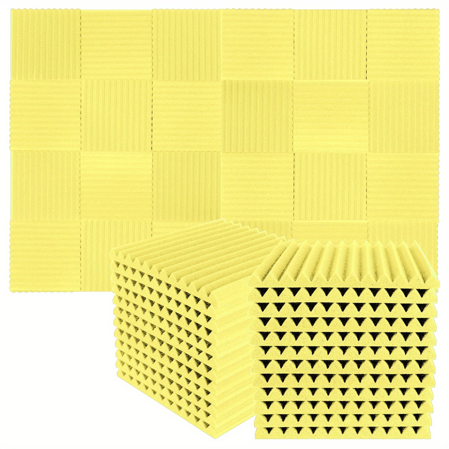 50‑Piece Acoustic Foam Wedge Panels – 1″ × 12″ × 12″, 20 kg/m³ Density, Multi‑Color