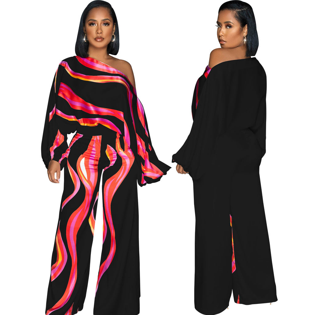 Stylish Womens Wide-leg Jumpsuit With A Single-shoulder