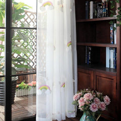 Children's Rainbow Gauze Curtains with Pastoral Embroidery