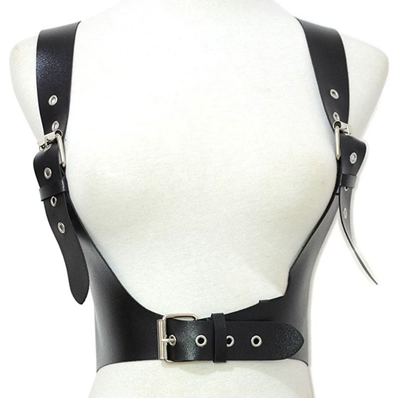 Gothic Punk PU Leather Wide Strap Vest Belt