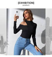 Chic Off-Shoulder Long-Sleeve Solid Jumpsuit