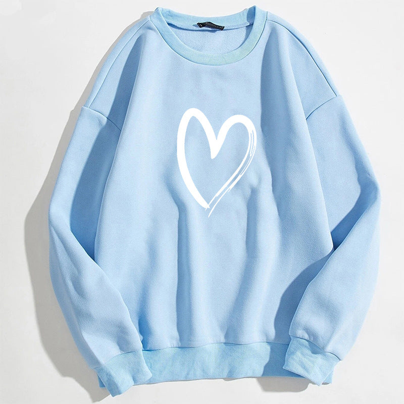 Women's Trendy Printed Heart Pullover Sweater