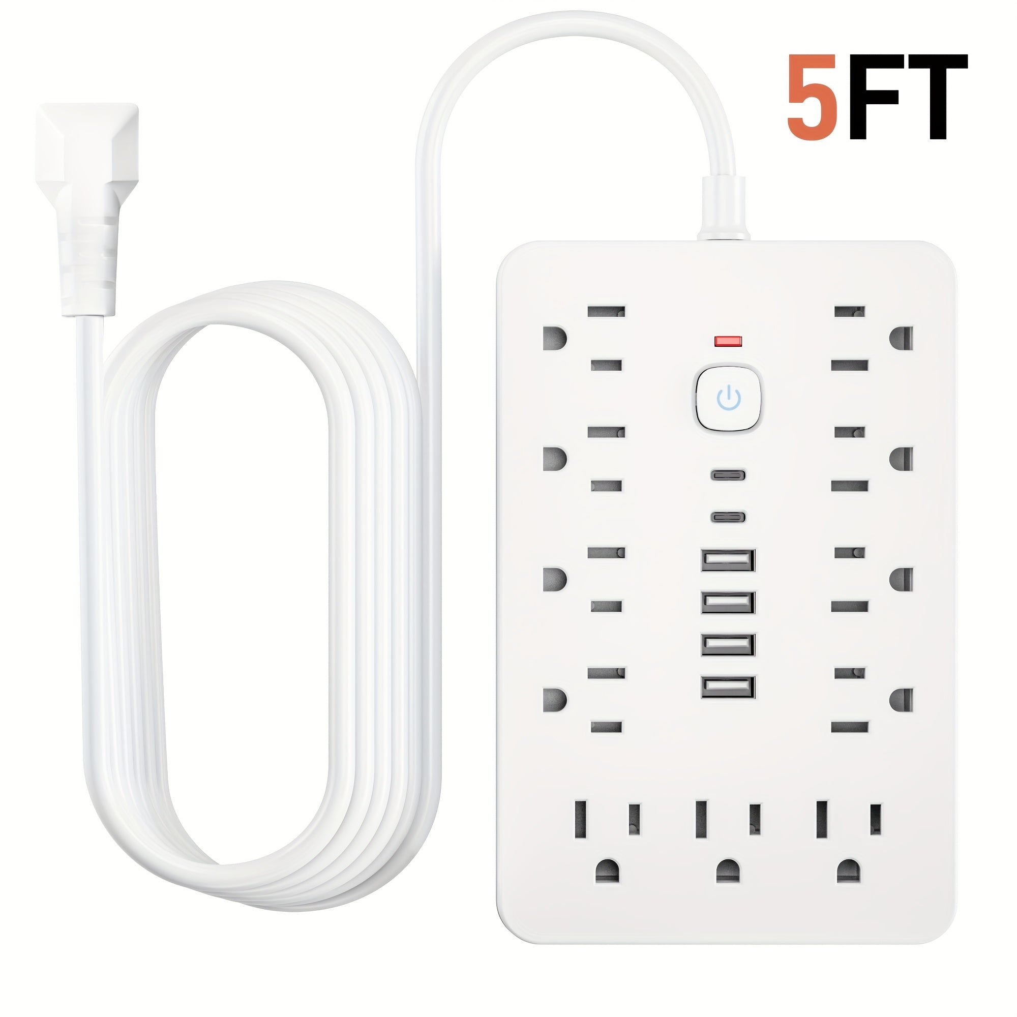 17‑In‑1 Surge Protector Power Strip with 11 AC Outlets, 4 USB‑A, 2 USB‑C Ports and 5 ft/10 ft Extension Cord