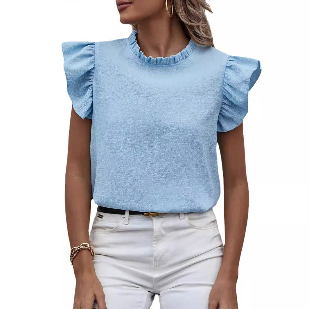 European And American New Casual Ruffled Shirt