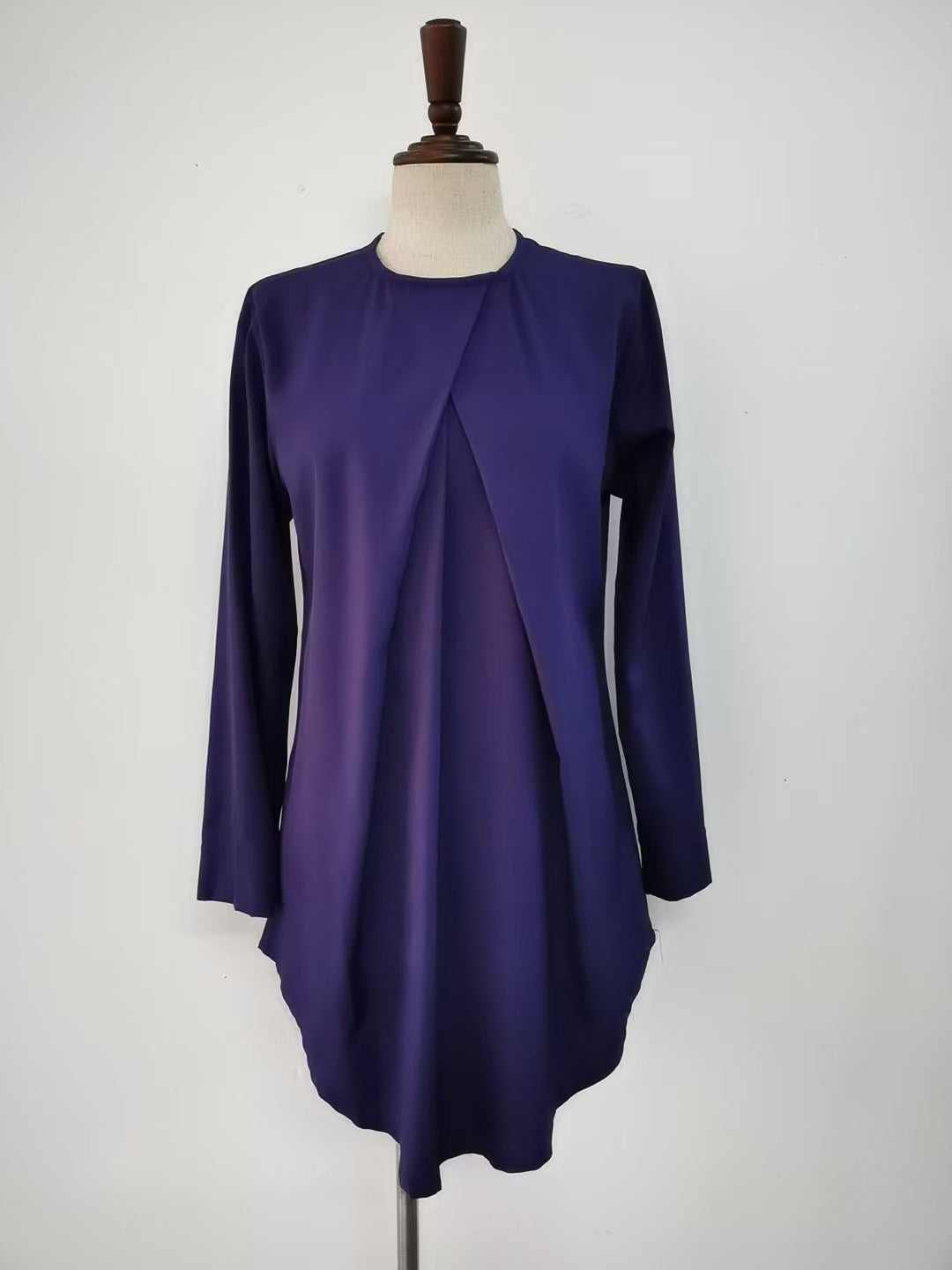 Malaysia Round Neck Elegant Top Solid Color Nine-quarter Sleeve Shirt