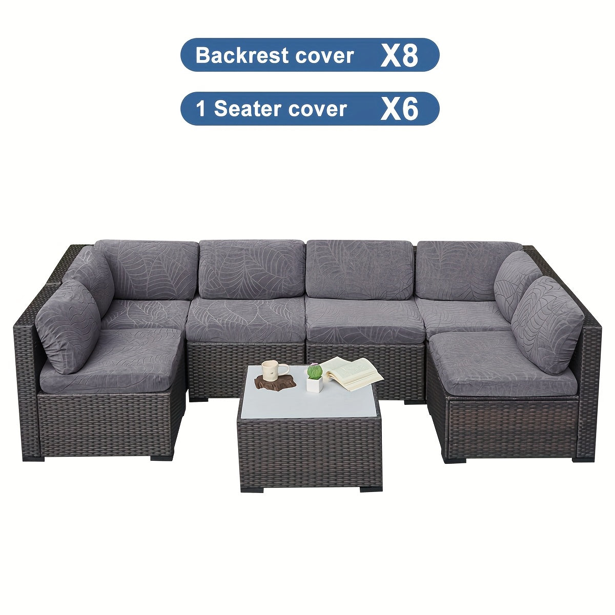 12/14pcs Stretch Large Leaf Jacquard Outdoor Terrace Cushion Covers Sofa Chair Covers Sofa Covers Pillow Covers Replacement Furniture Covers Suitable for Pets Washable
