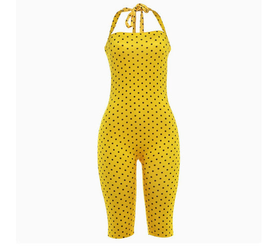 DA 2606103 Polka-Dot Print Halter Jumpsuit