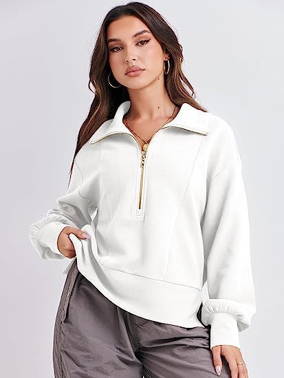 Women's Half-Zip Long Sleeve Pullover Sweater