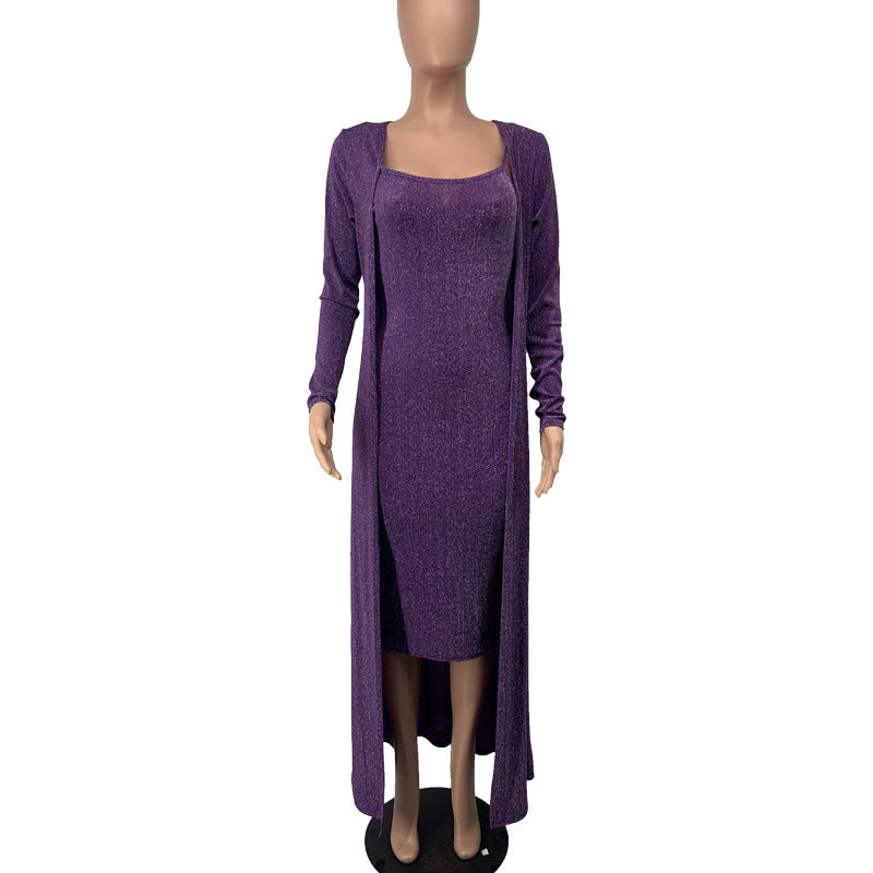 Womens Cardigan Jacket Fashionable and Sexy Two-piece Set