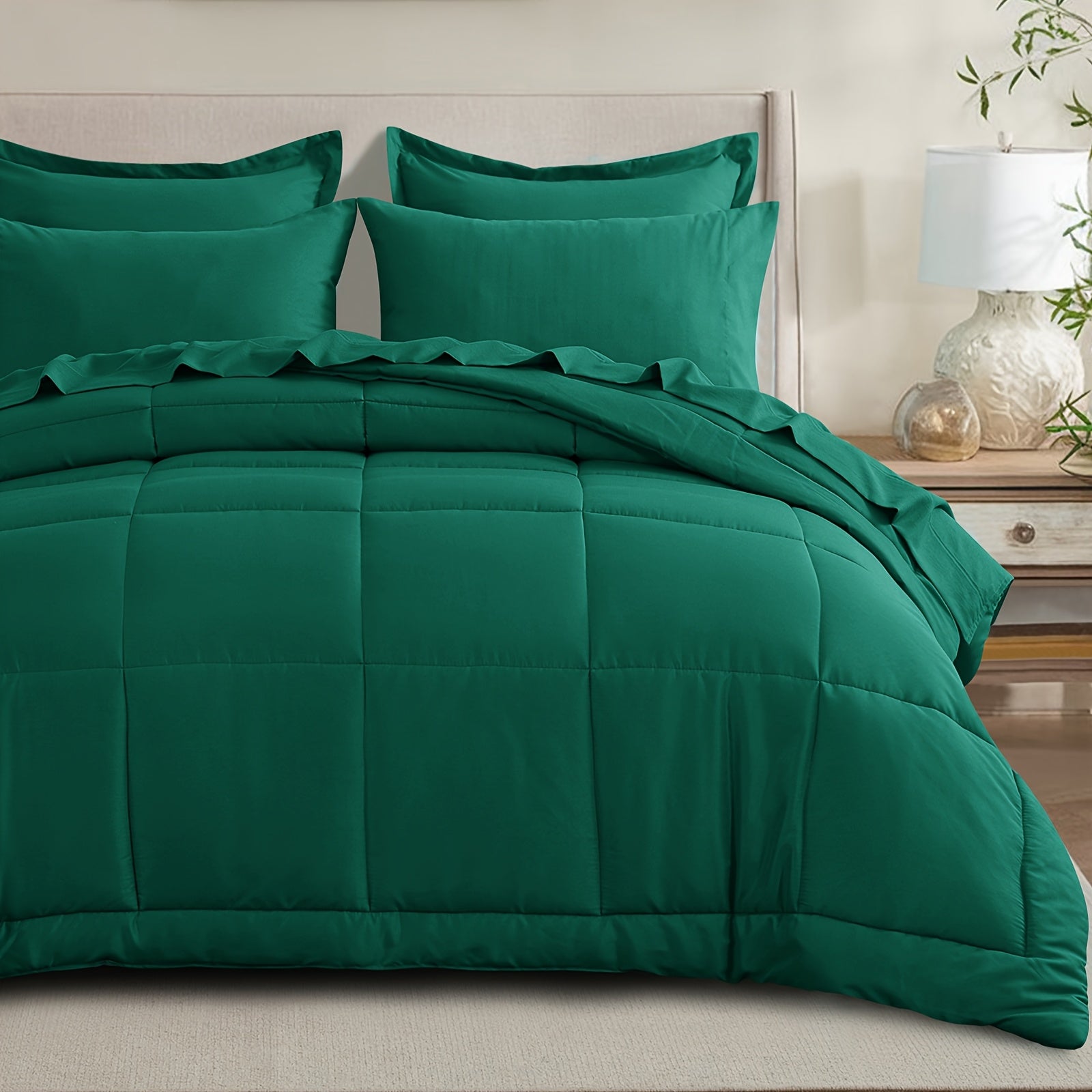 7pcs Ultra-Soft Bed In A Bag, Down Alternative Bedding Sets With All Season Quilted Comforter, Flat Sheet, Fitted Sheet, Pillowcases -Gifts For The Family And Friends