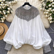 Chic French Beaded Casual Blouse for Women