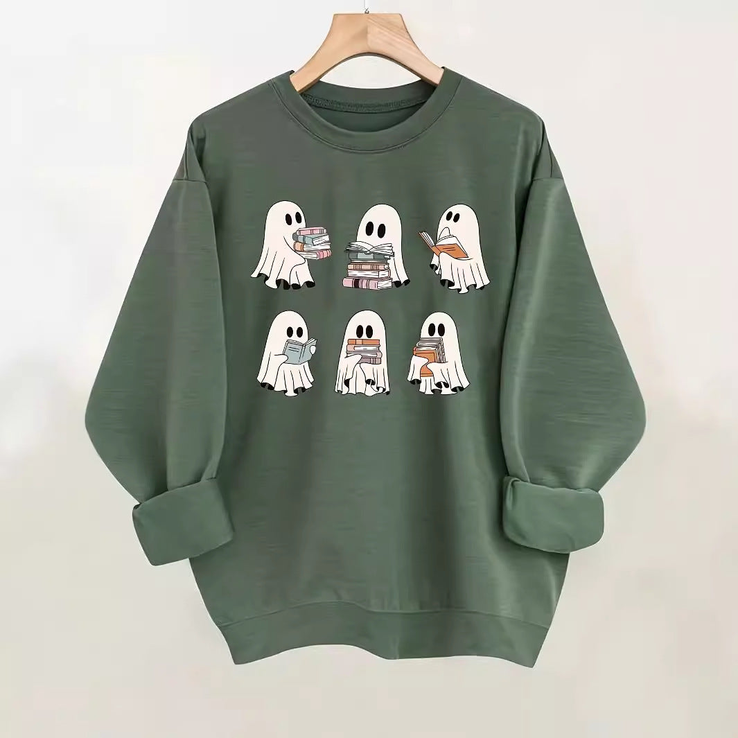 Halloween 3D Digital Print Drop-Shoulder Sweatshirt