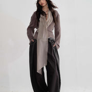 Long Ribbon Quiet Wide Long Sleeve Shirt