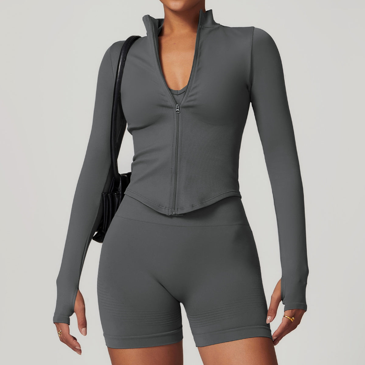 Stand Collar Long-sleeve Zipper Yoga Coat For Women