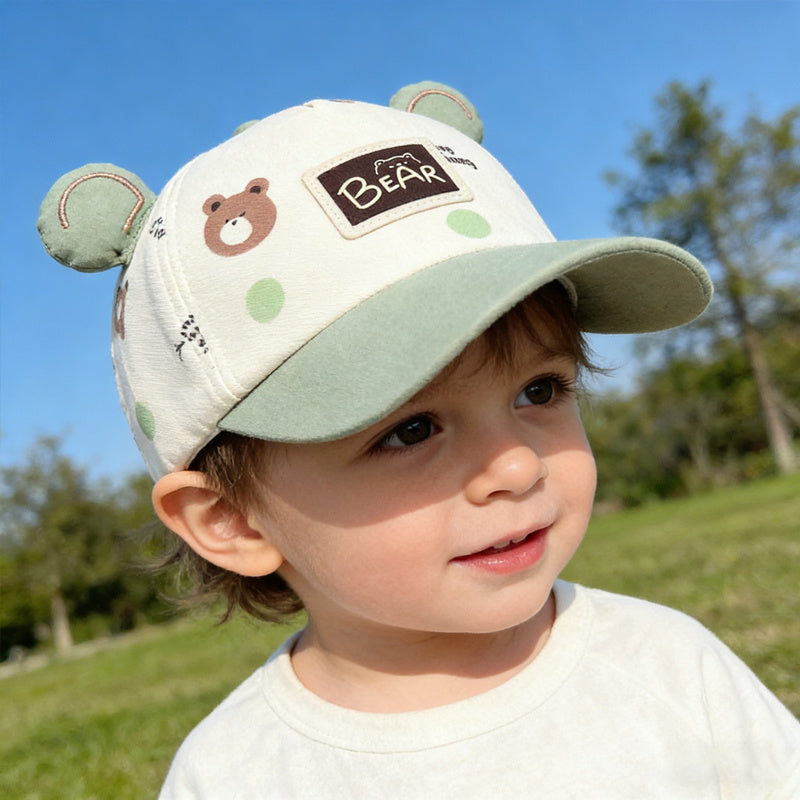Bear Ear Baby Baseball Cap – Adjustable Cap with Lightweight Fabric for Ages 1-6