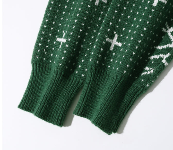 Autumn and Winter Round Neck Christmas Print Sweater