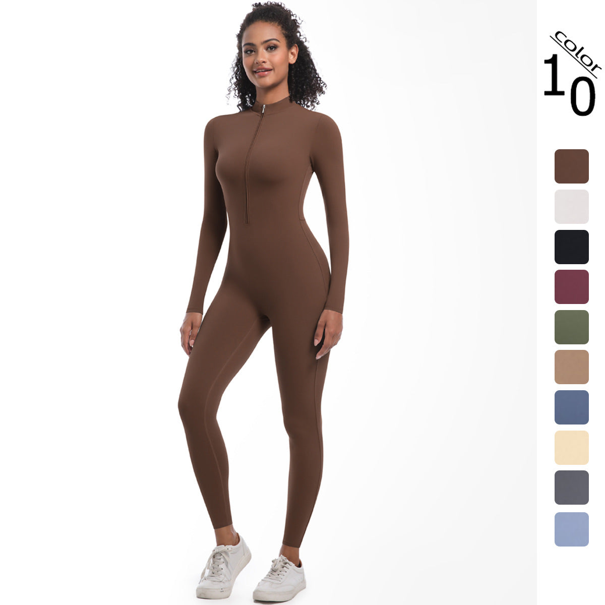 Women's Half-Zip Form-Fitting Workout Jumpsuit