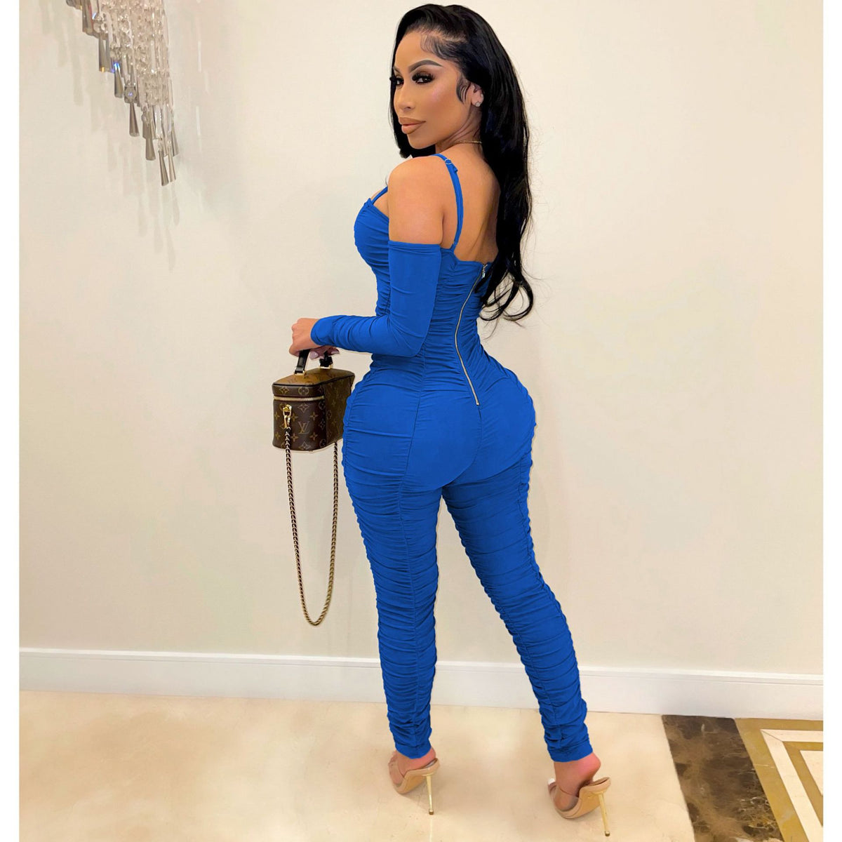 Tight Long Sleeve Spaghetti-strap Women's Jumpsuit