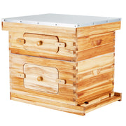 20-Frame Langstroth Bee Hive Starter Kit with Beeswax-Coated Cedar Wood Boxes, Transparent Acrylic Windows and Foundations