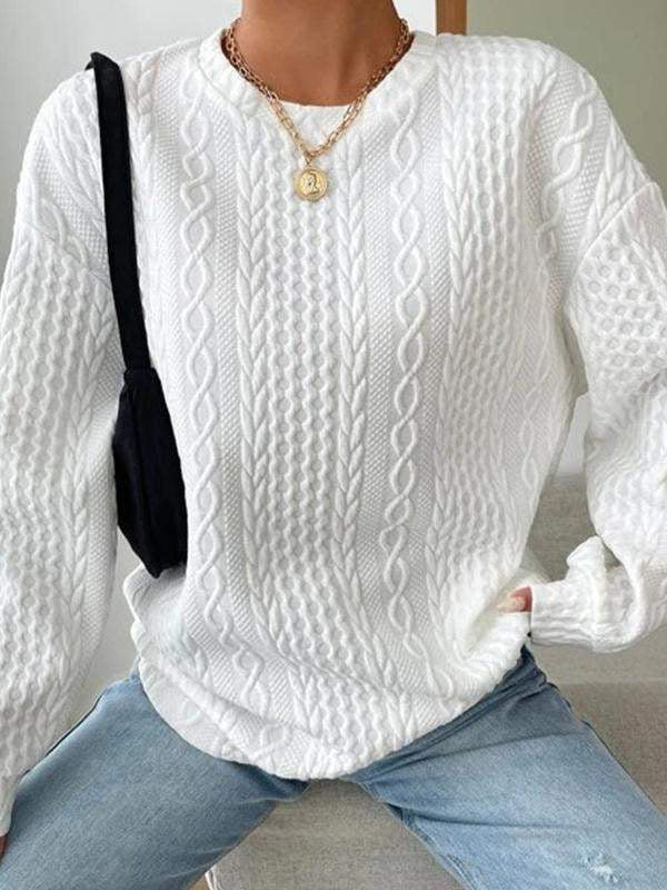 Women's Cozy Jacquard Round Neck Casual Sweater