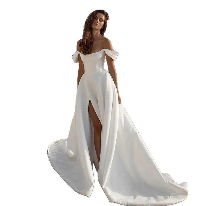Elegant One-Shoulder Satin Wedding Dress