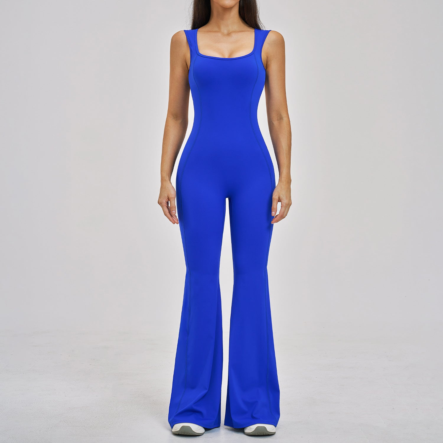 Flattering One-Piece Yoga Jumpsuit with Flared Pants