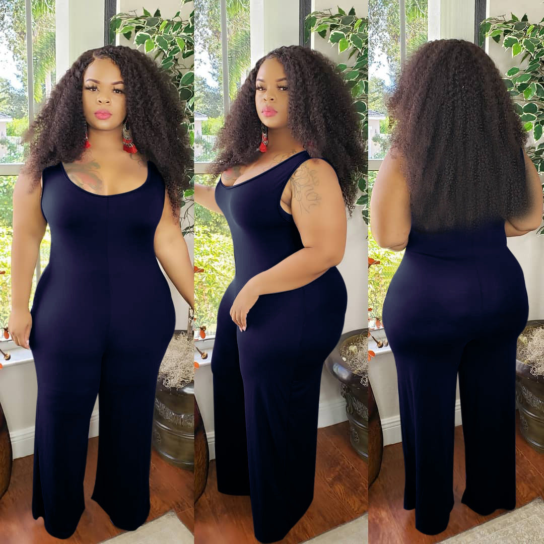 Round Neck Sleeveless Wide Leg Pants One-piece Nightclub Uniforms