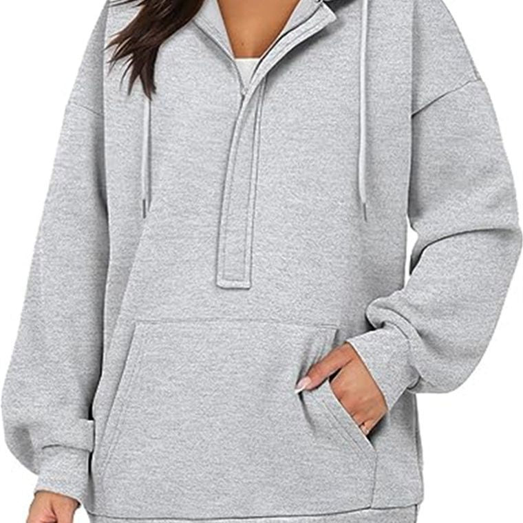Women's Cozy Solid Color Loose Pullover Hoodie