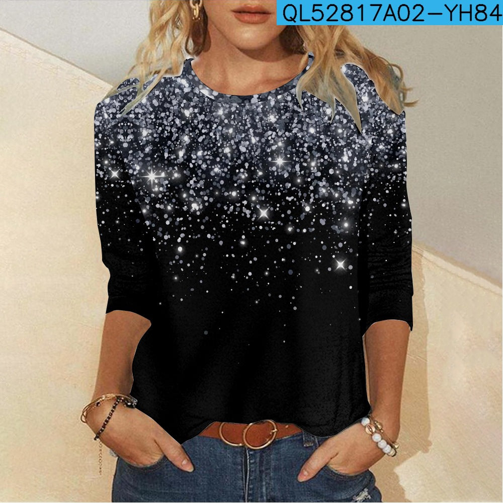 Women's 3D Printed Casual Long-Sleeve Graphic Tee