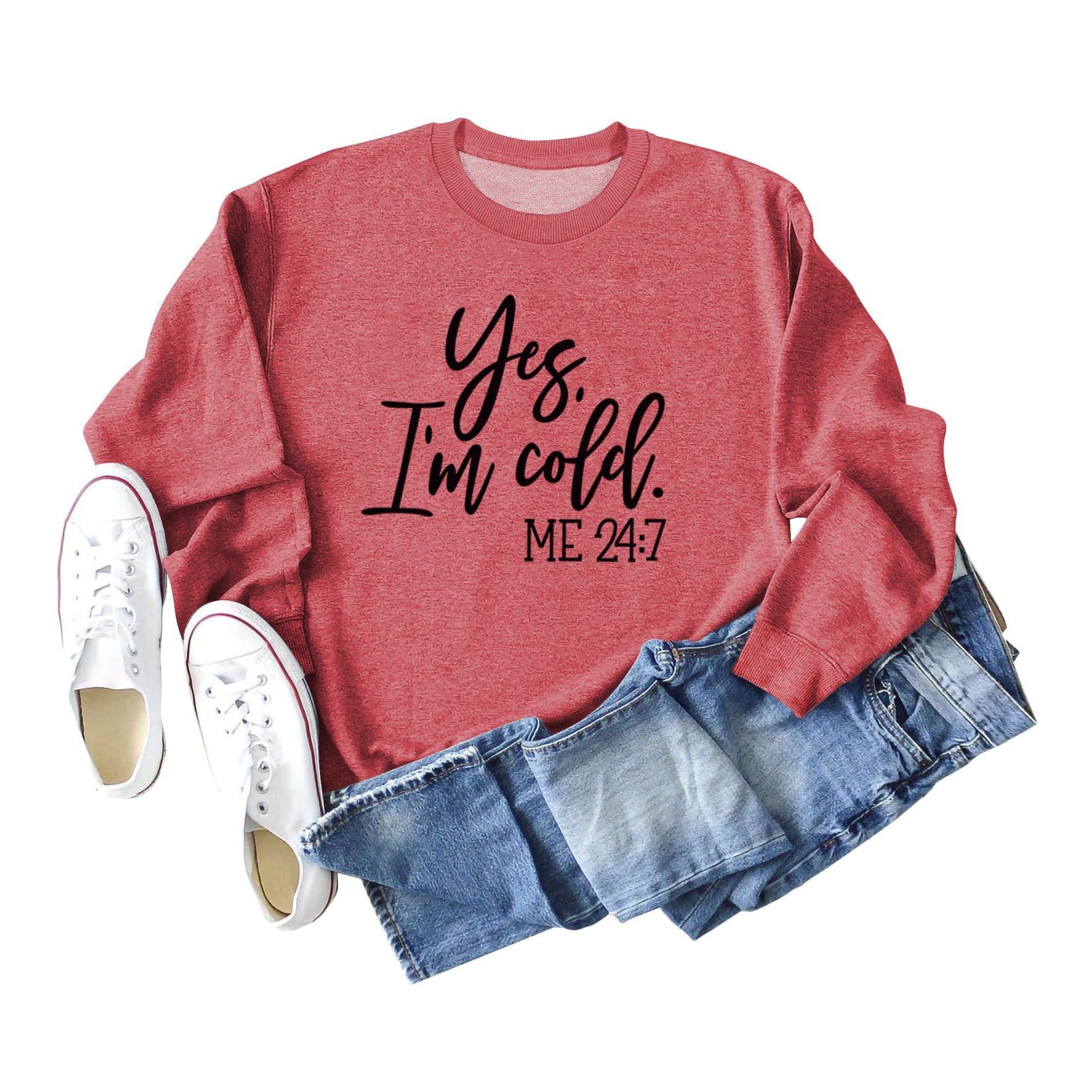Retro Letter Print Cotton Crew Neck Women's Sweatshirt
