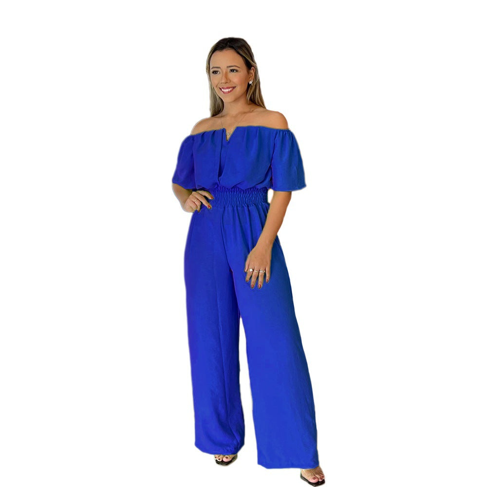 Chic Open-Back Waist-Cinching Casual Jumpsuit