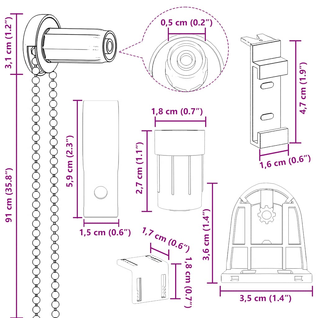 19-piece Roller Blind Fittings 18 Mm 30-piece Roller Blind Fittings