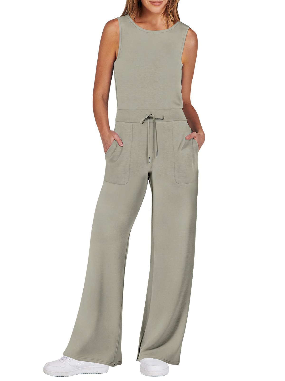Slimming Sleeveless Casual Jumpsuit with Pockets