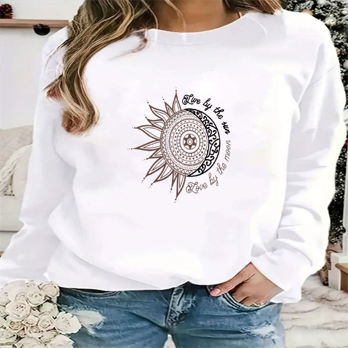 Trendy Print Round Neck Autumn Sweatshirt