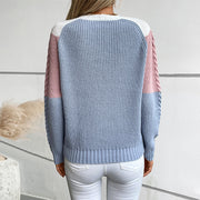 Contrast Color Twisted Women's Sweater Retro Loose Top