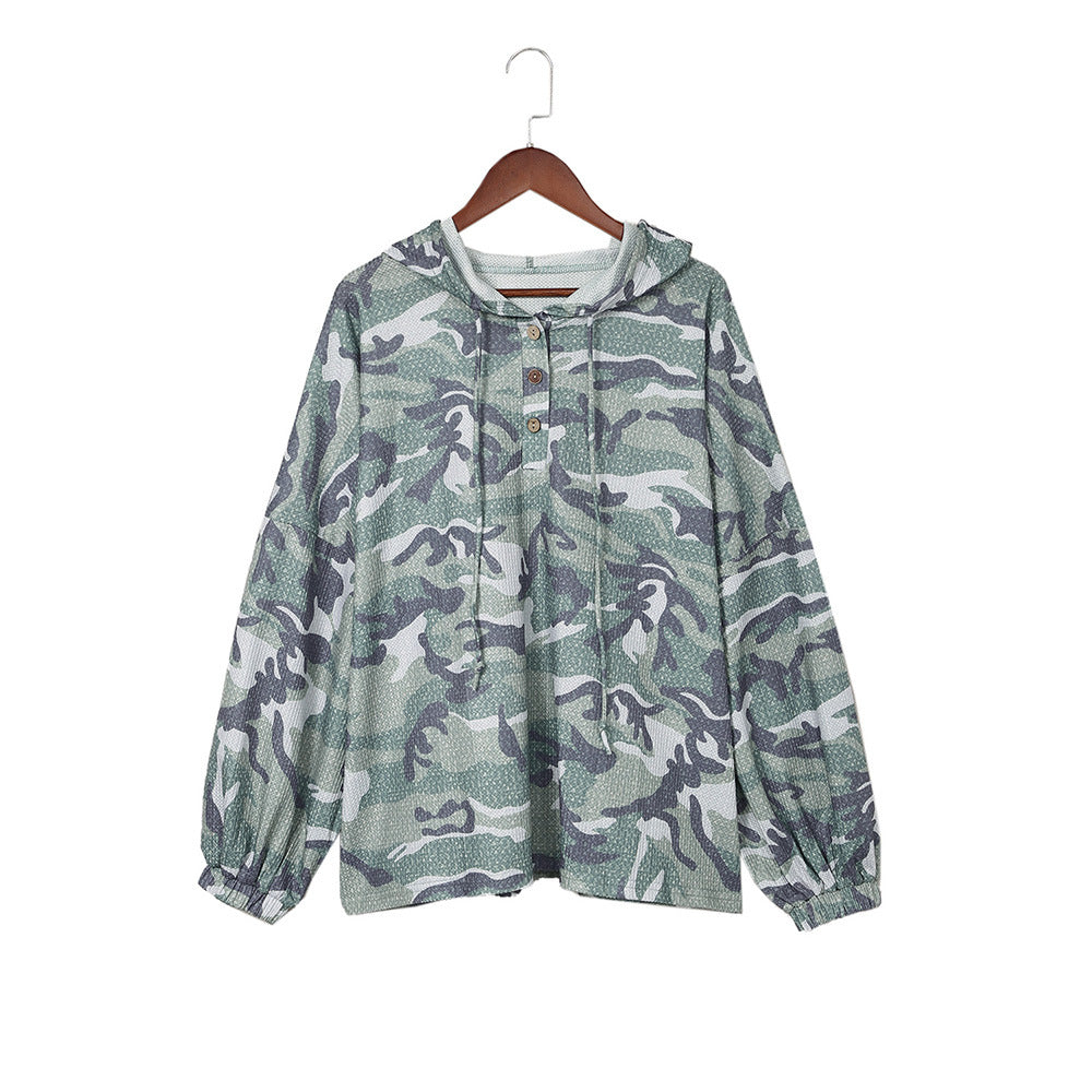 Women's Camouflage Long Sleeve Casual Loose Pullover Hoodie