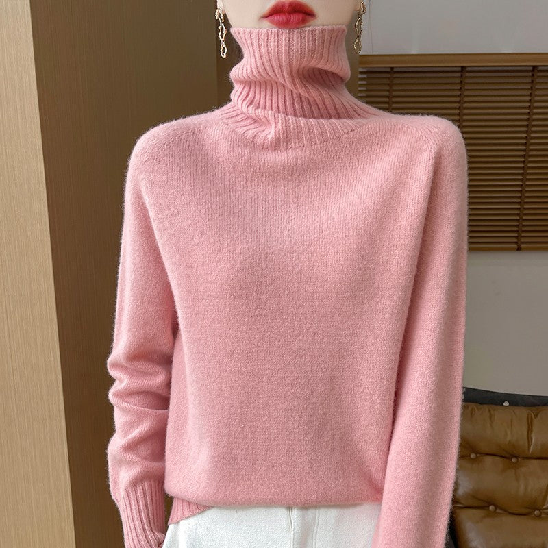 Knitted Sweater Solid-color Long-sleeve Pullover Relaxed-fit Bottoming Top