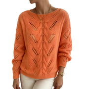 Autumnwinter Lazy-style Knit Sweater with Hollow-out Cable-knit Top