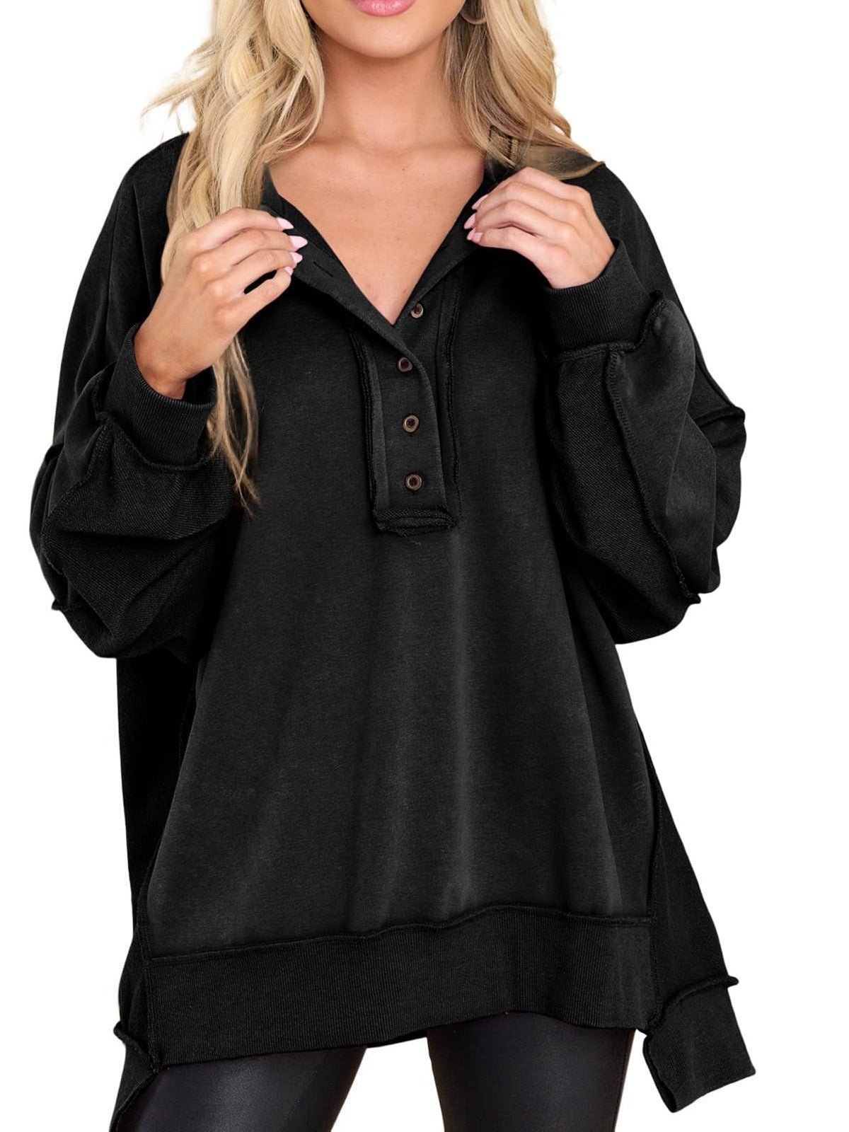 Women's Solid Color Round Neck Long Sleeve Top