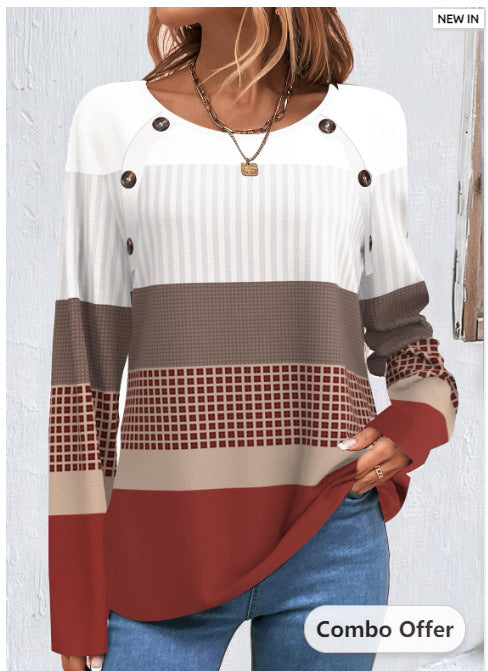 Women's Cozy Button-Up Long Sleeve Winter Tee